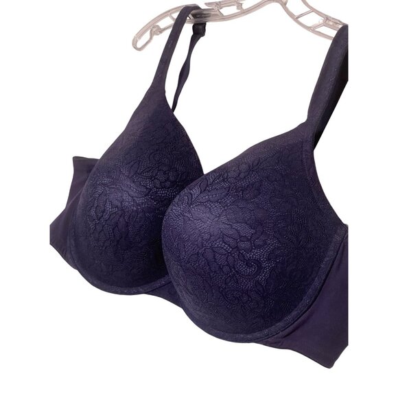 Lane Bryant Cacique 48DD Navy Lace Boost Plunge Bra With Adj Straps Comfortable - Picture 1 of 16